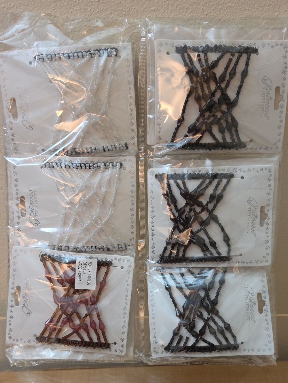 Decorative Stretch Hair Comb - Black, White, Brown Options Set Of 12